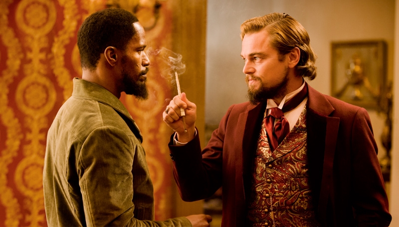 Jamie Foxx and Leonardo di Caprio in Django Unchained